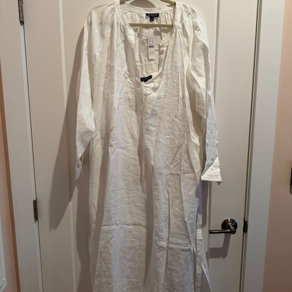 J Crew Cabana Linen Maxi Dress 2X White NWT CI918 J.Crew Resort Travel Beach - Picture 7 of 9